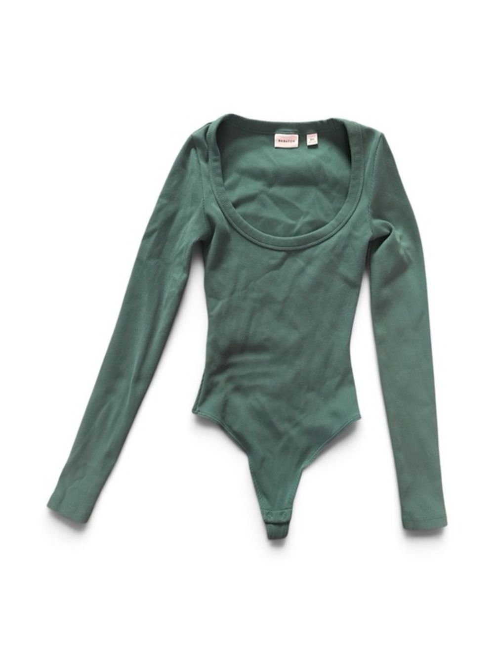 Babaton Ribbed Scoop Neck Long Sleeve Bodysuit in Green Women’s 2XS Hardly Worn
